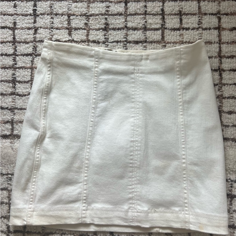 Free People White Ribbed Mini Pencil Skirt